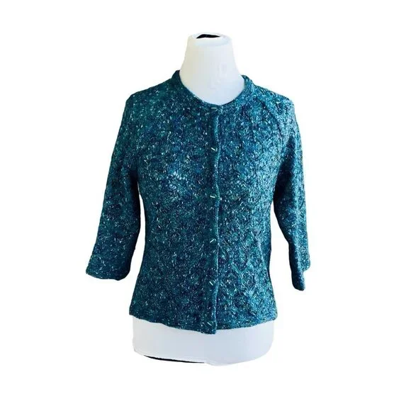 ST. JOHN LADIES COLORFUL MINGLED WOOL BLEND CARDIGAN SWEATER NWOT S - Picture 8 of 10